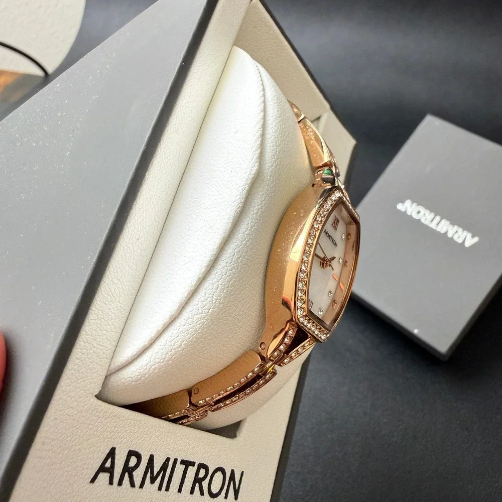 Armitron Women's 75/5902RG Crystal Accented‎ Rose Gold Watch New Battery